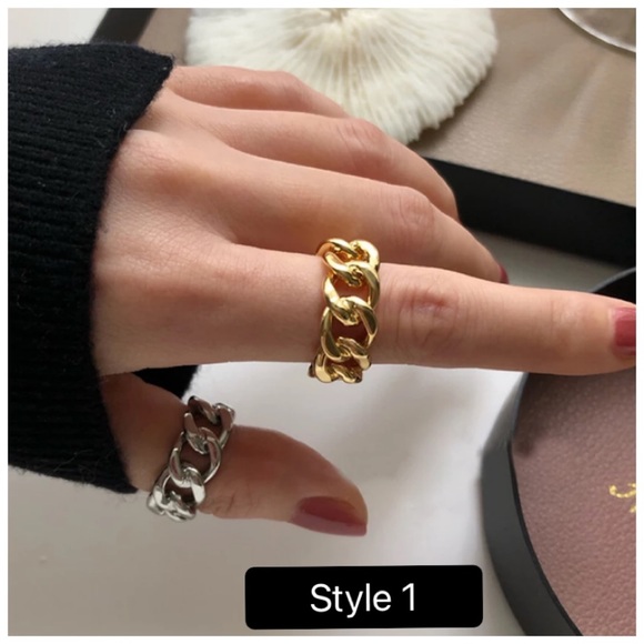 Chain Twist Design Vintage Women Resizable Rings - Picture 2 of 3